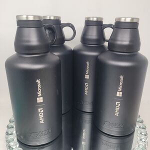 Bison Coolers 64 oz Insulated Water Bottle Black AMD Microsoft Growler 2-way NEW